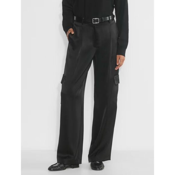 NWT Aritzia Babaton Outgoing High-Rise Satin Baggy Wide Leg Cargo Pant 10 - Picture 1 of 9